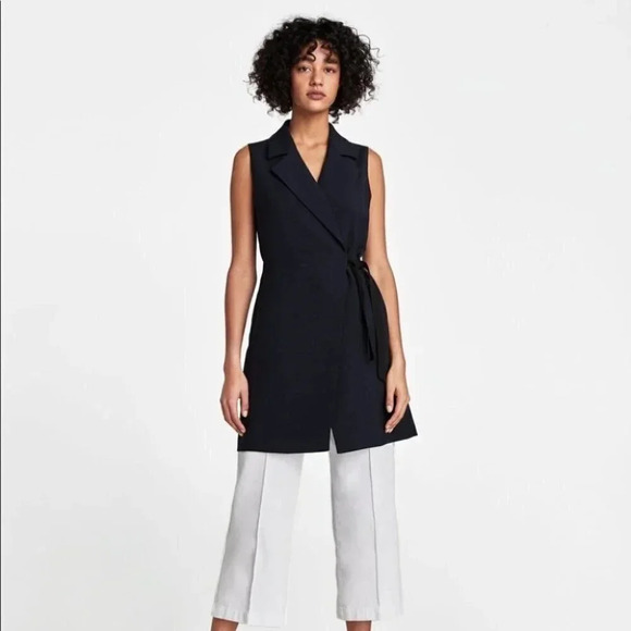 ZARA - Sleeveless Heavy Dark Blue Waistcoat - Picture 1 of 6